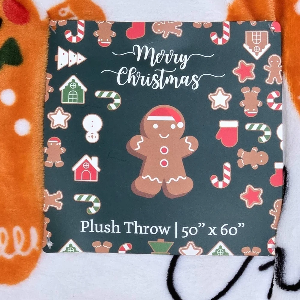 Merry Christmas Oh Snap Gingerbread Man Cookie Plush Throw Blanket